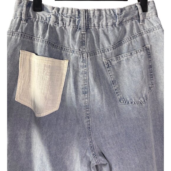 POL Light Wash Denim Patchwork Wide Leg Pants Small New - Picture 15 of 15